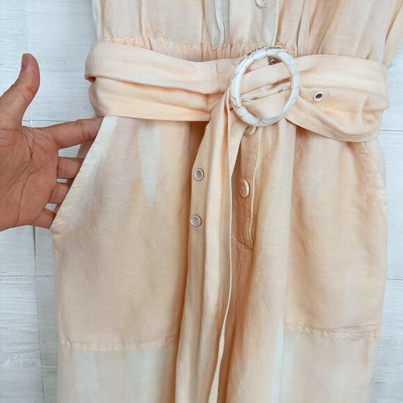 Steele Solange Boiler Jumpsuit Size M Peach Tie Dye Belted Linen Blend Utility - Picture 16 of 16